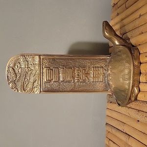 Brass Turtle Bookends with Dragon